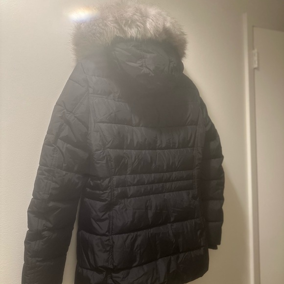 Black Puffer Jacket with Fur Hood - Picture 2 of 10